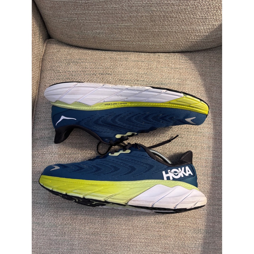 Hoka Arahi 6 Mens Running Shoes Blue Lime Green Stability Sneakers 11.5 D - Picture 6 of 9